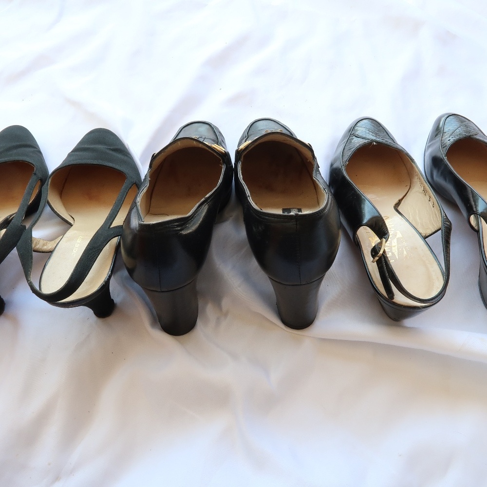 Salvatore Ferragamo Leather Heel Black Lot W Mario Valentino Heels Size 6 (3)